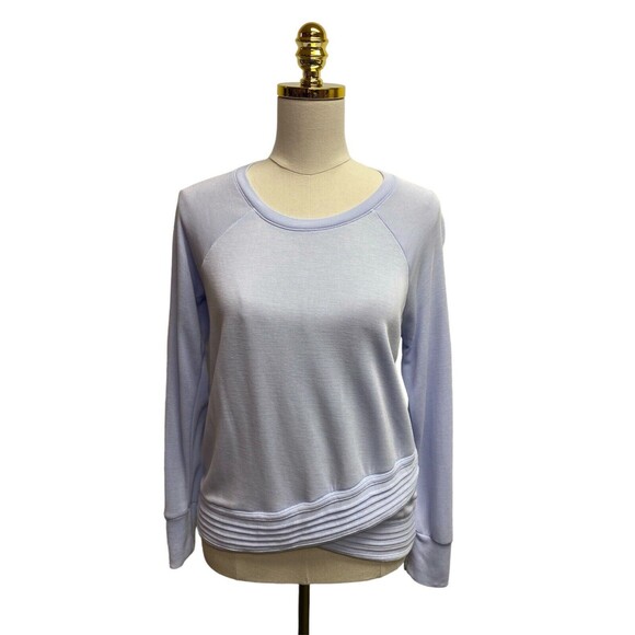 Athleta Serenity Criss Cross Sweatshirt Lt. Blue Crew Neck Soft Modal Stretch XS - Picture 3 of 10